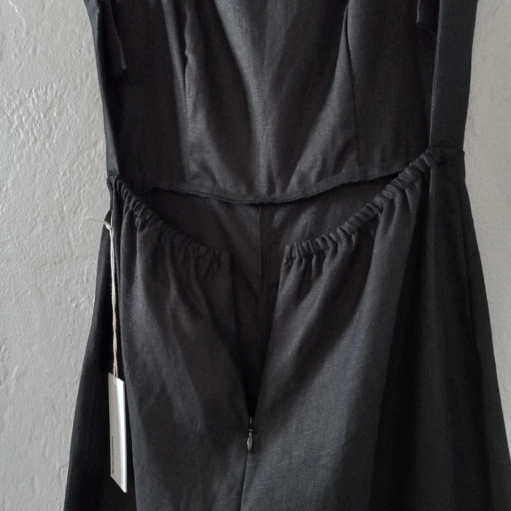 Reformation Linen Wide Leg Autumn Jumpsuit Black 2